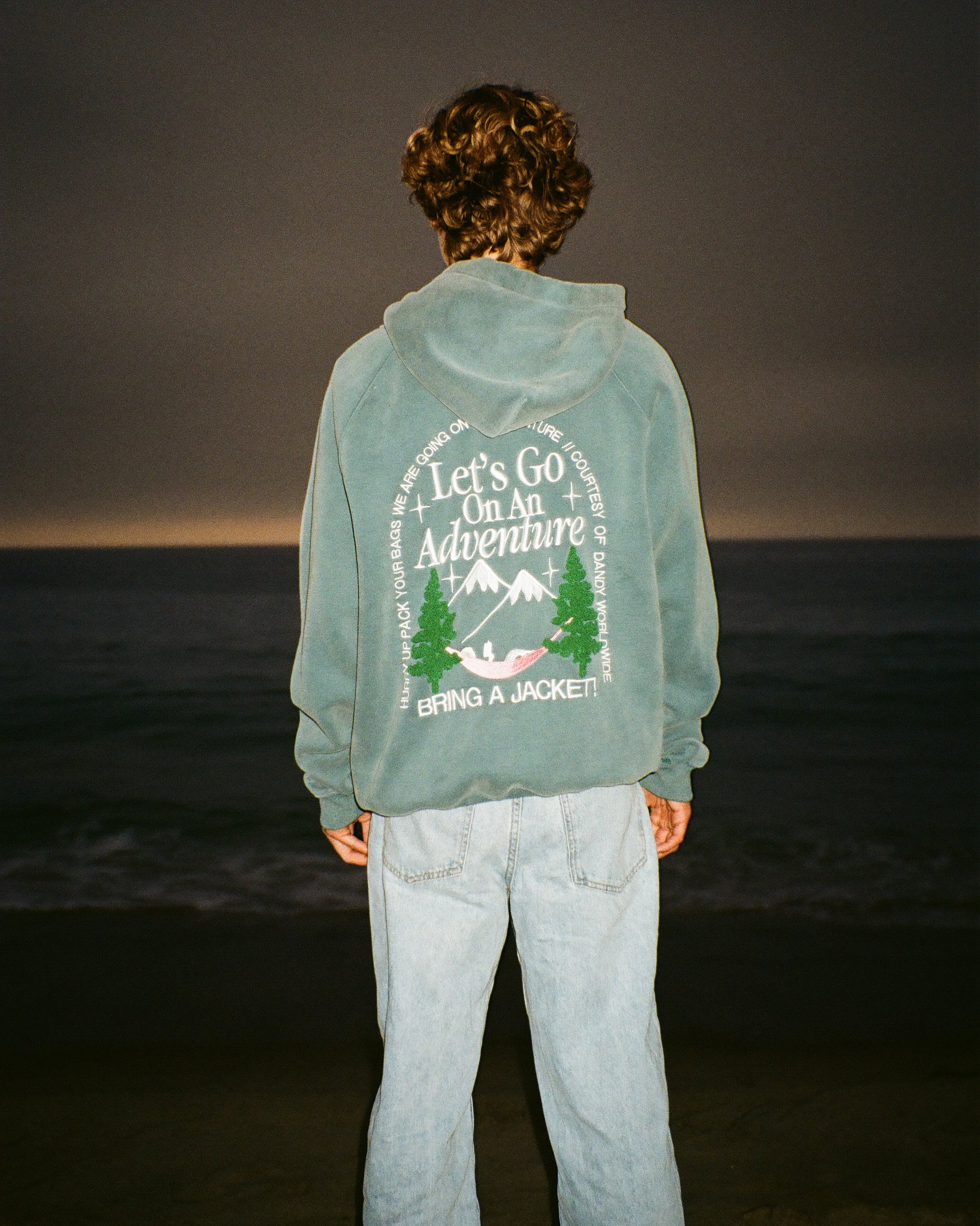 "Let's Go On An Adventure" Oversized Lux Hoodie in Pine Green