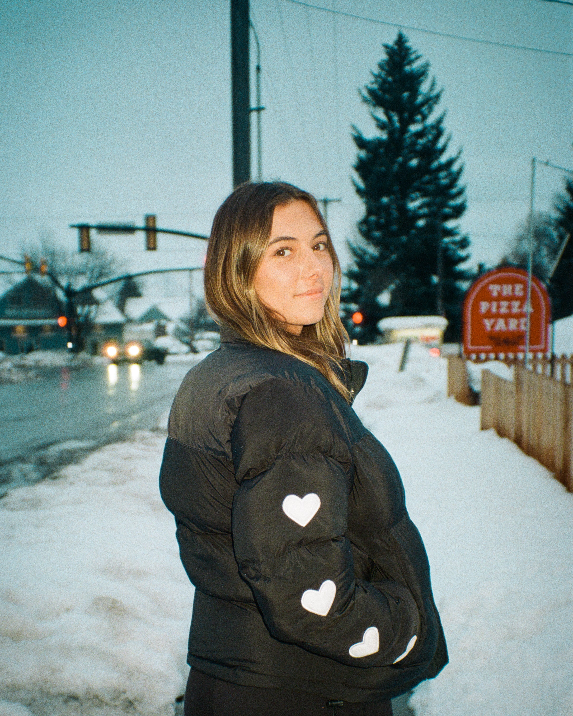 "Heart on My Sleeve" Puffer Jacket in Black