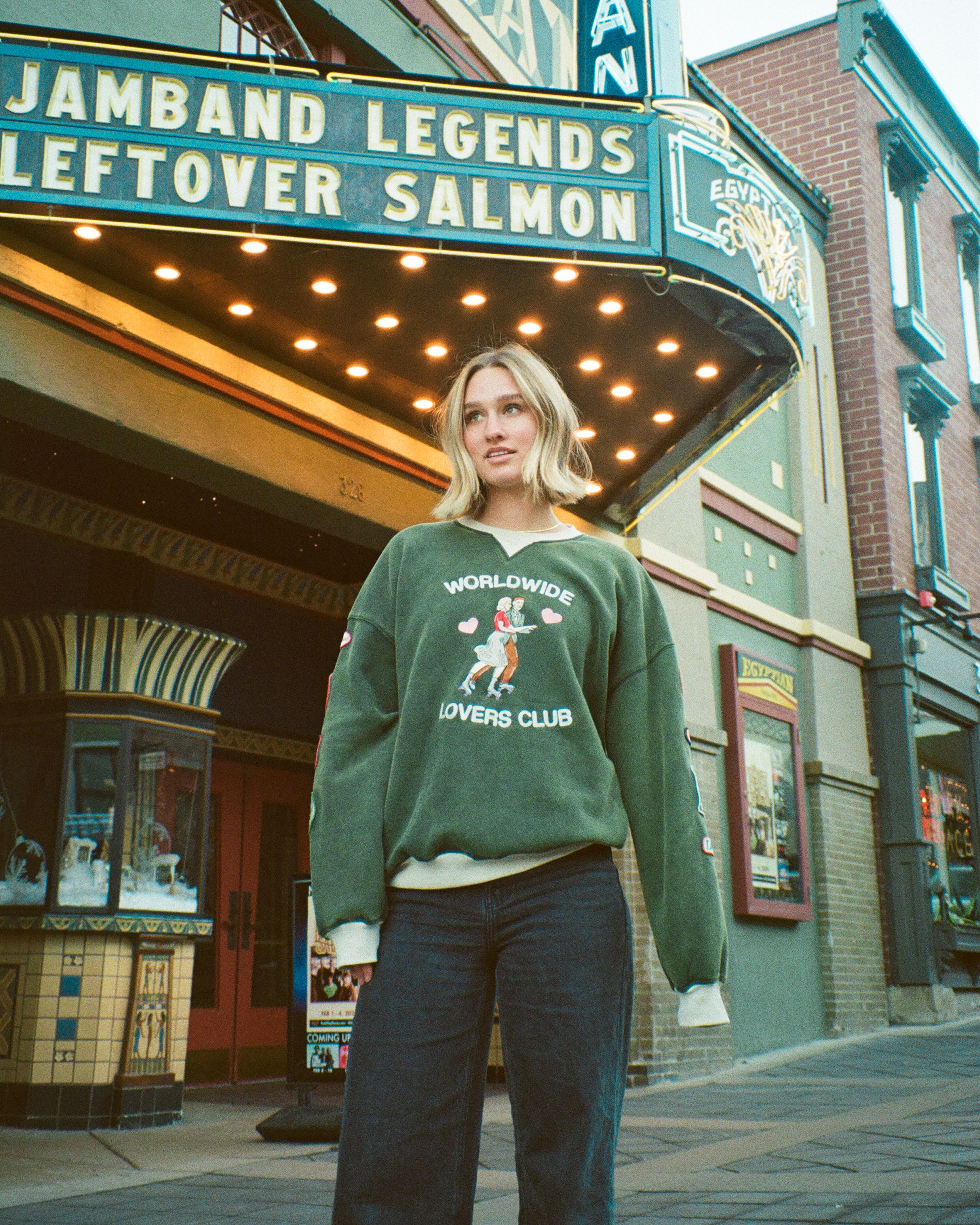 "Lovers Club" Crew Neck in Vintage Washed Green