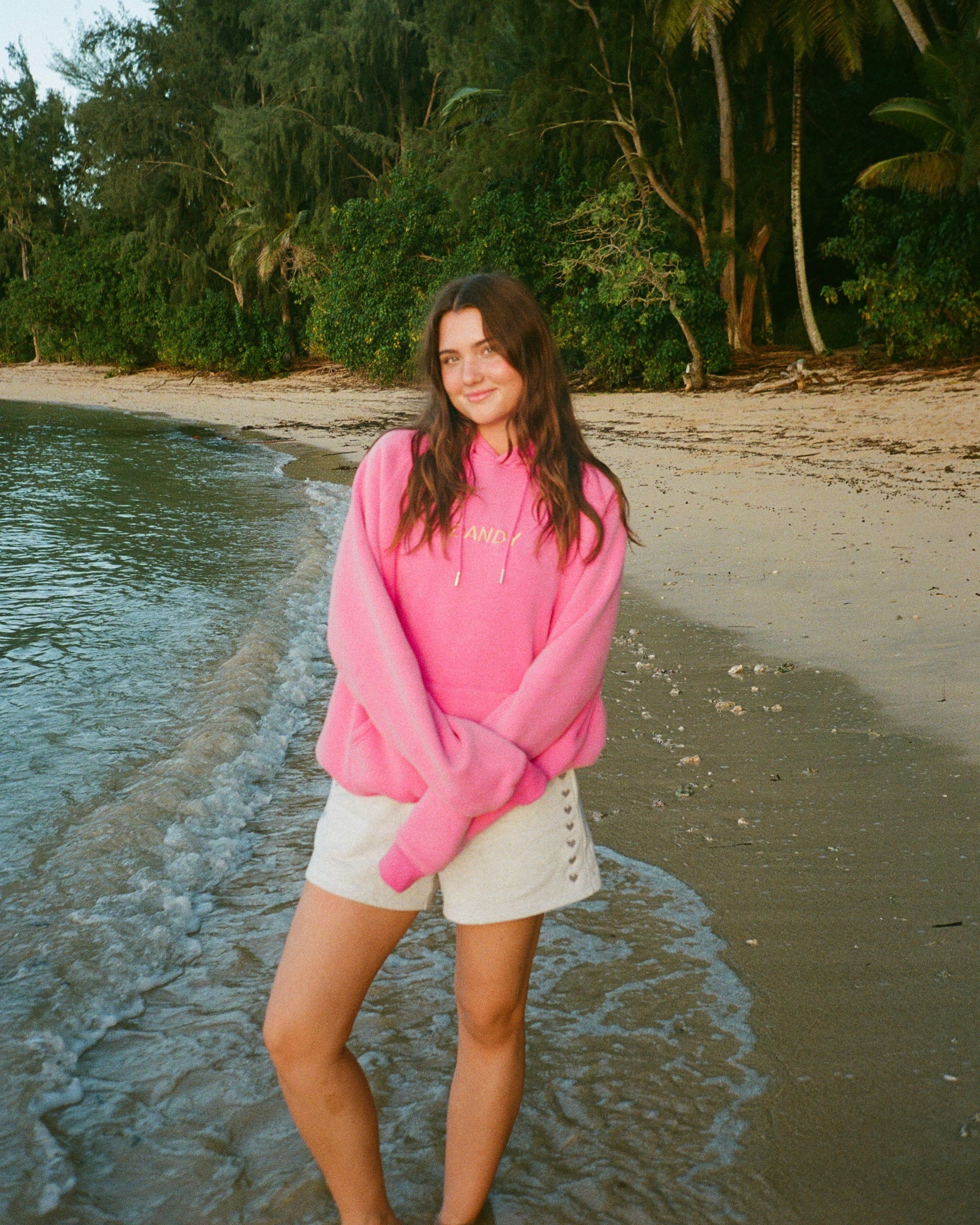 "Let's Watch the Sunset" Oversized Lux Hoodie in Vintage Washed Pink