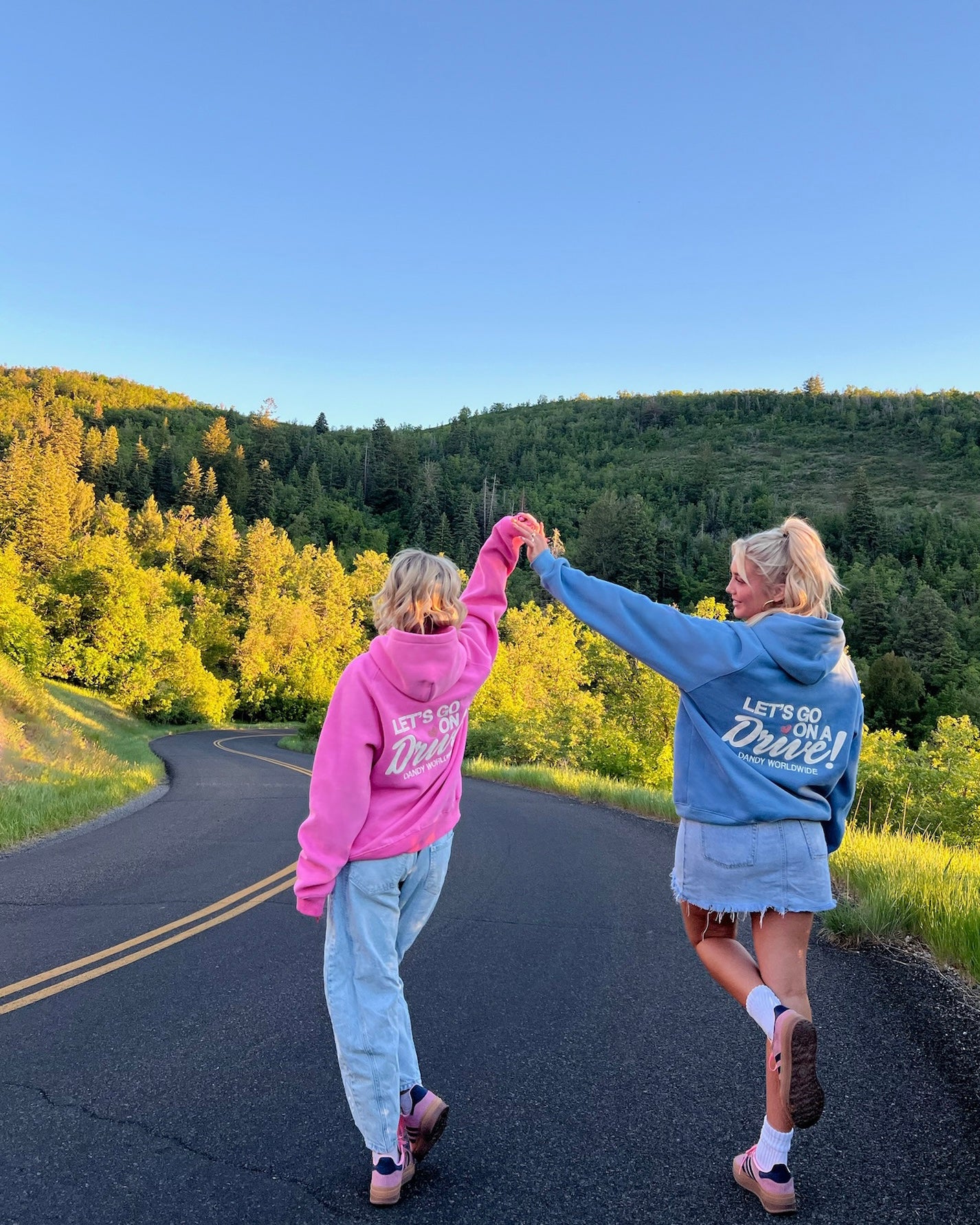 "Let's Go on a Drive" Oversized Lux Hoodie in Blue