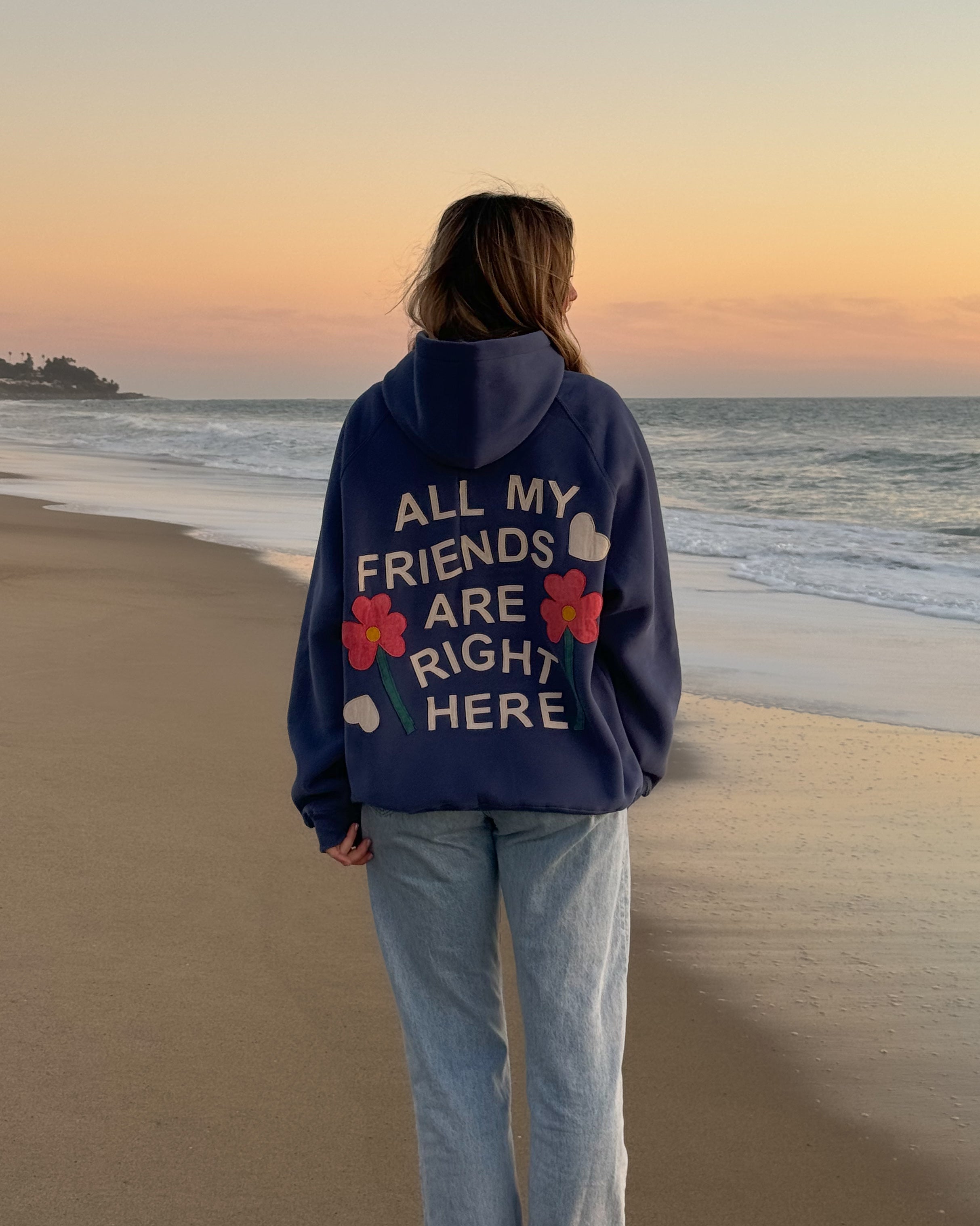 "All my Friends" Oversized Lux Hoodie in Blue