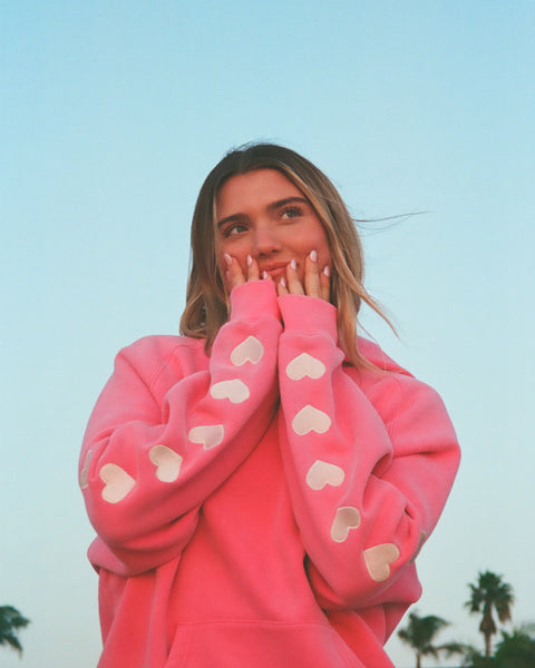 【TLLDAWN】 ART HOODIE PINK Worthy Threads Girls' Hand Dyed Hoodie in Pink Boombox