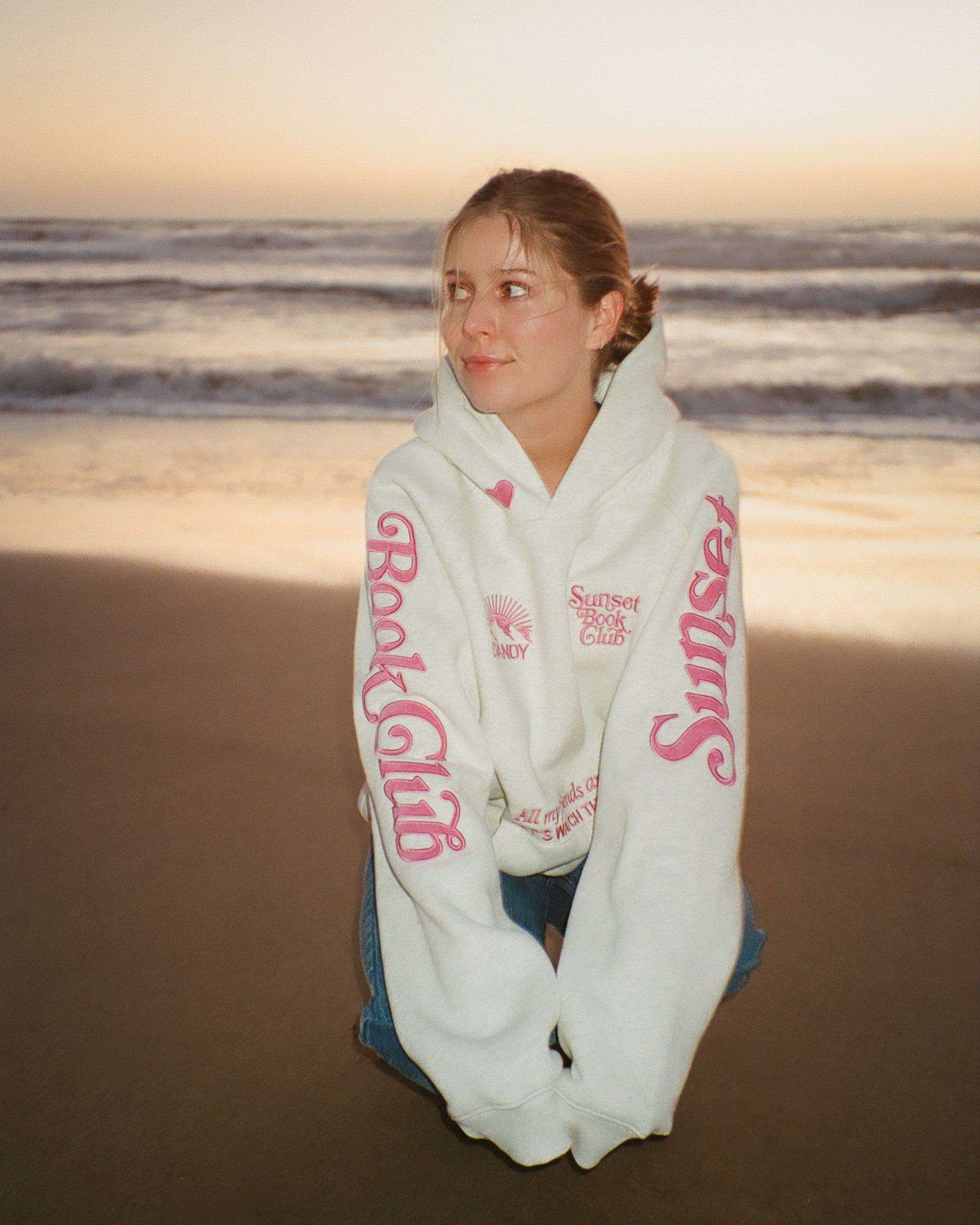 "Book Club" Oversized Lux Hoodie in Heather Gray and Pink