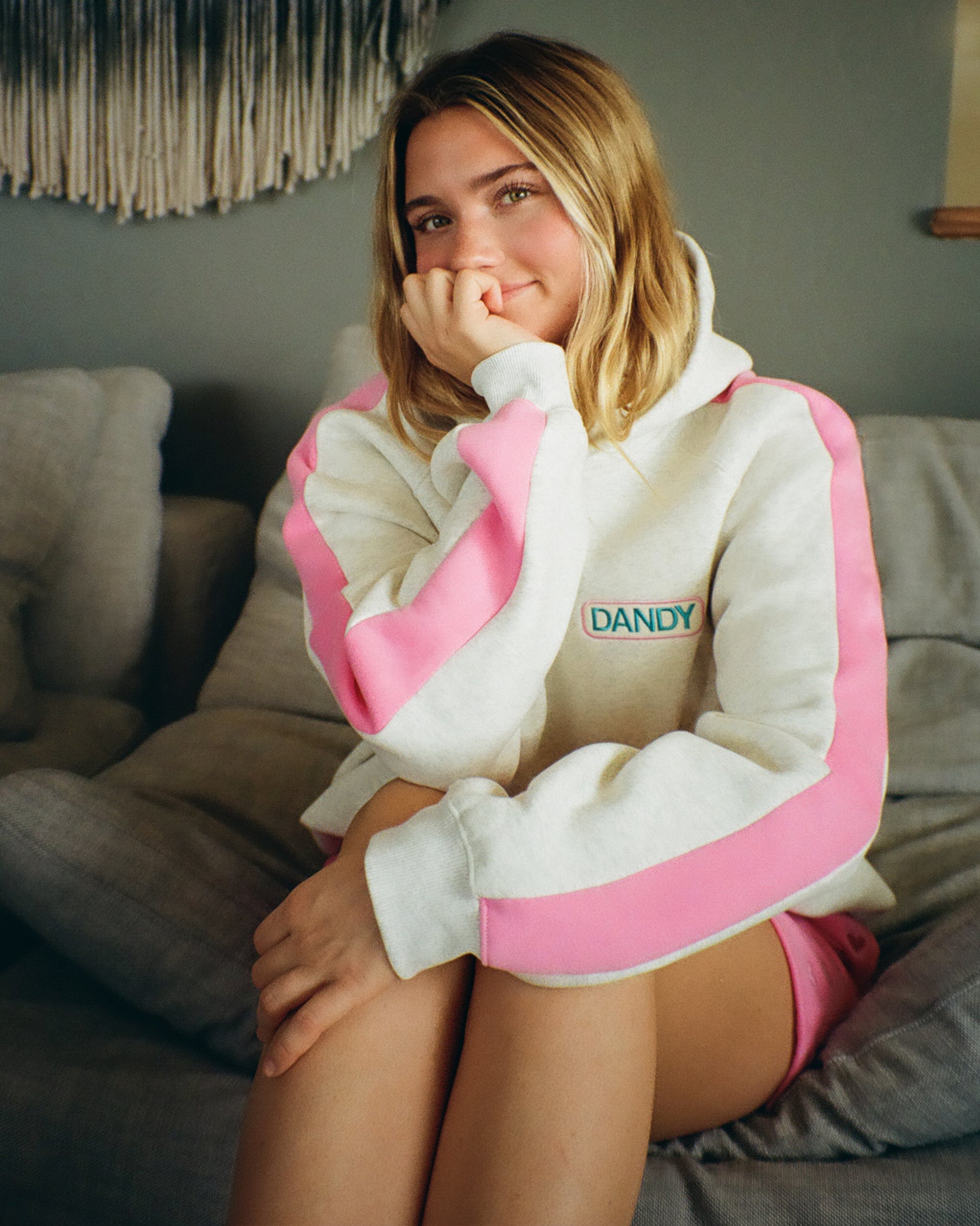 Pink Stripe Oversized Lux Hoodie - Extra Small