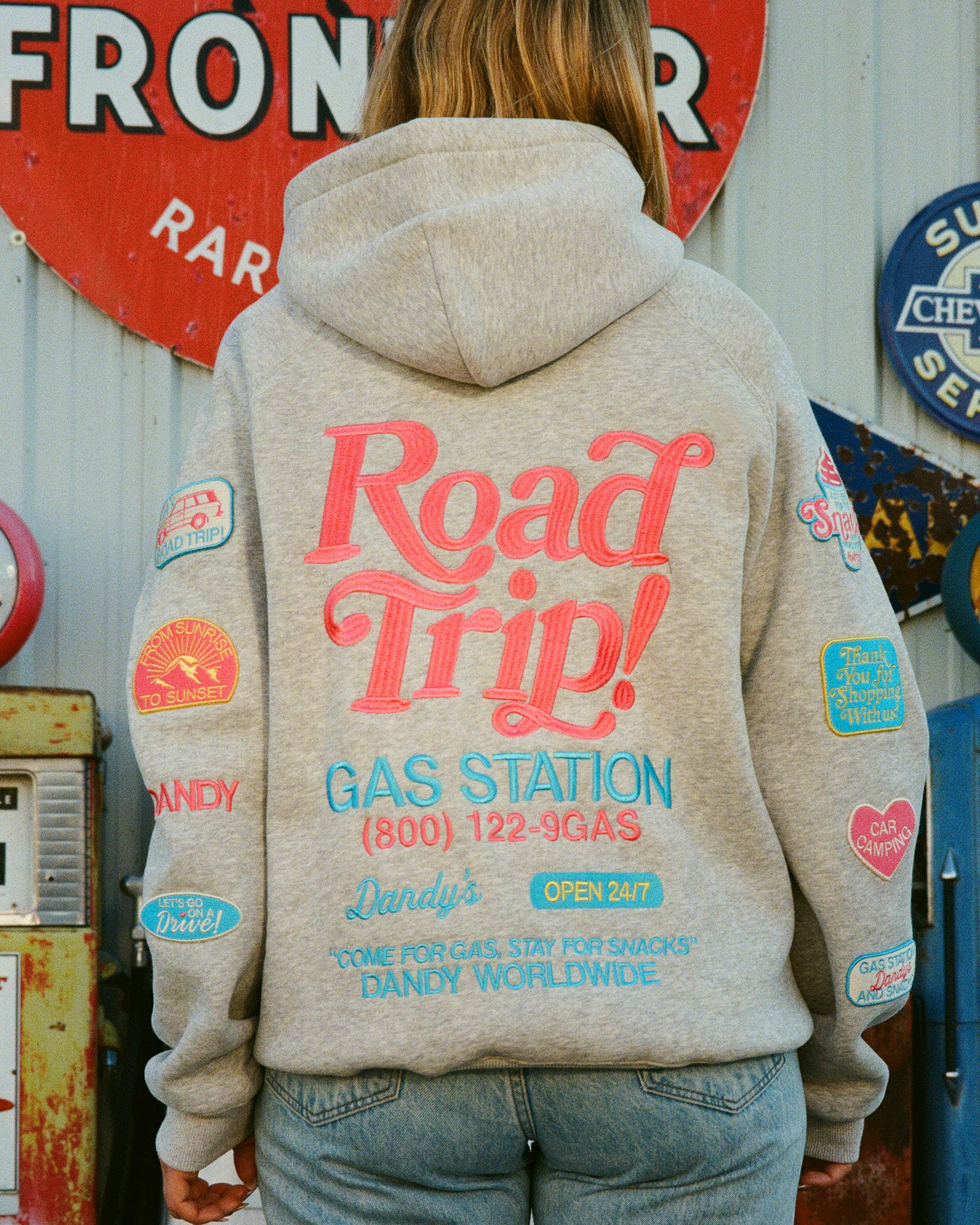 "Road Trip!" Oversized Lux Hoodie in Dark Heather