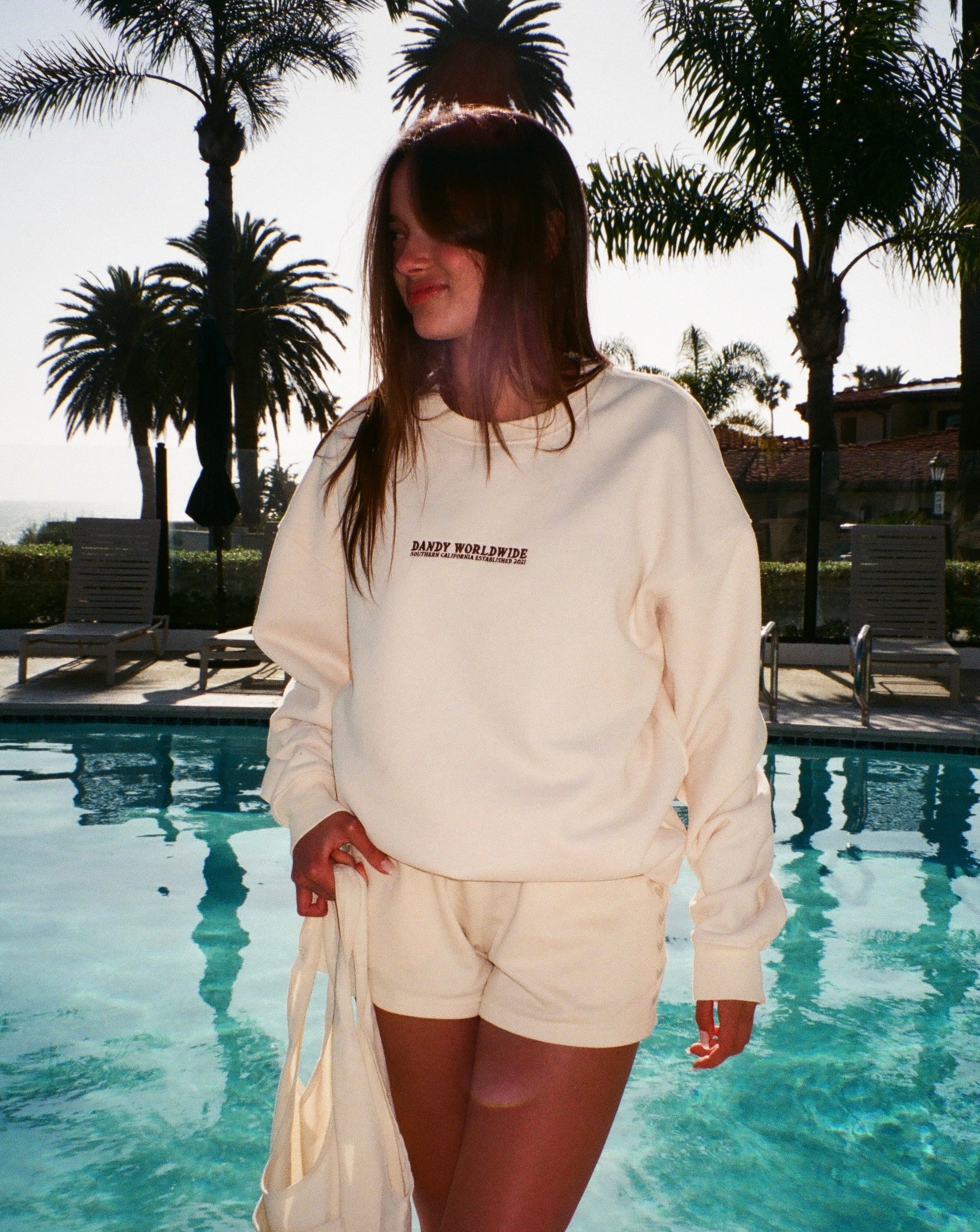 "Stay Awhile" Embroidered Beach Crew