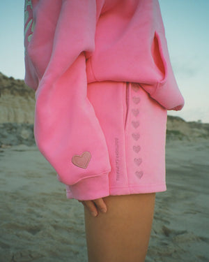 Love and kisses pink soccer fuzzy shorts