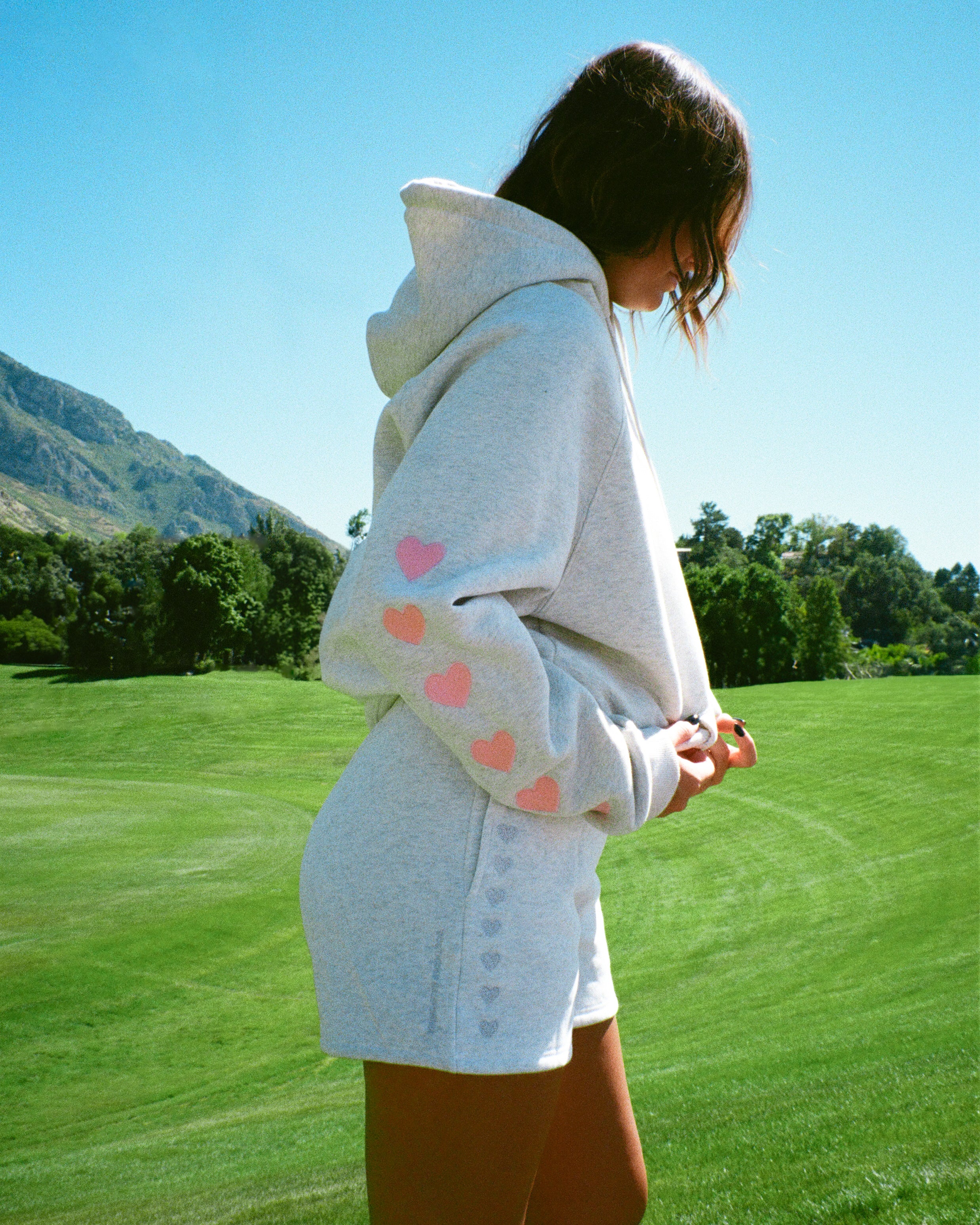 "Lover" Sweat Shorts in Heather Gray