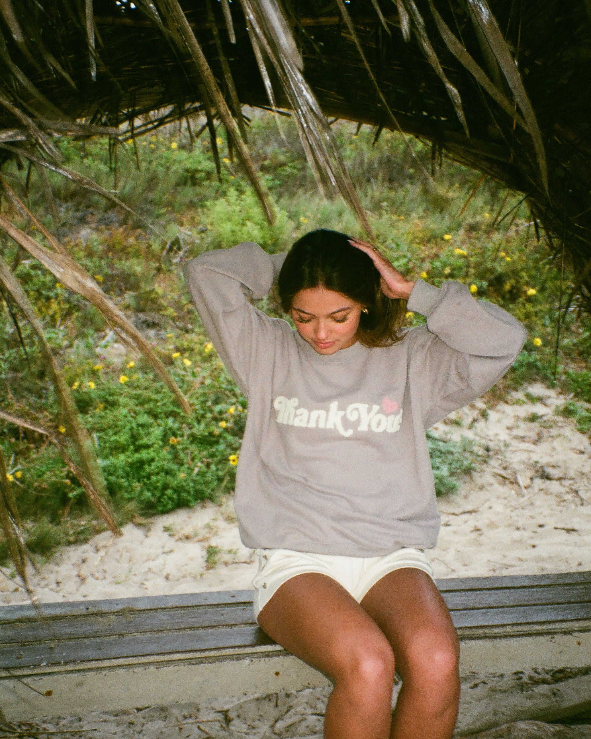 Embroidered top crew neck