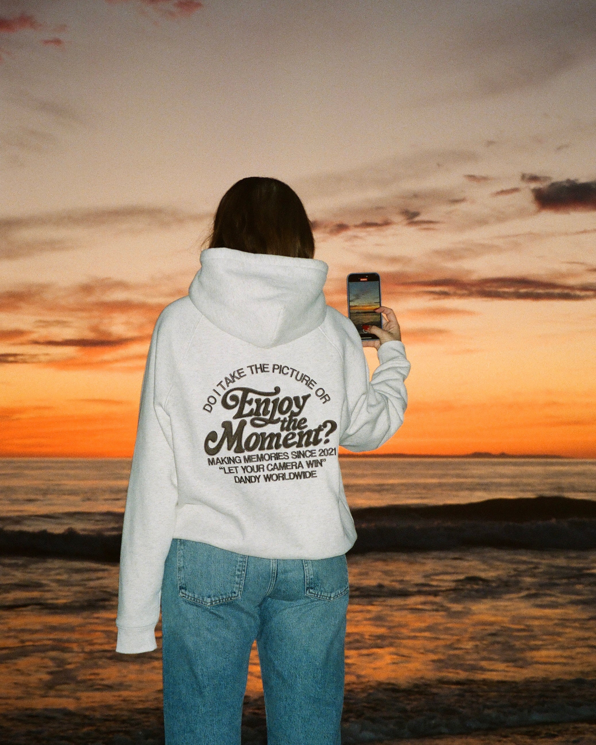 "Enjoy the Moment" Oversized Lux Hoodie in Heather Gray