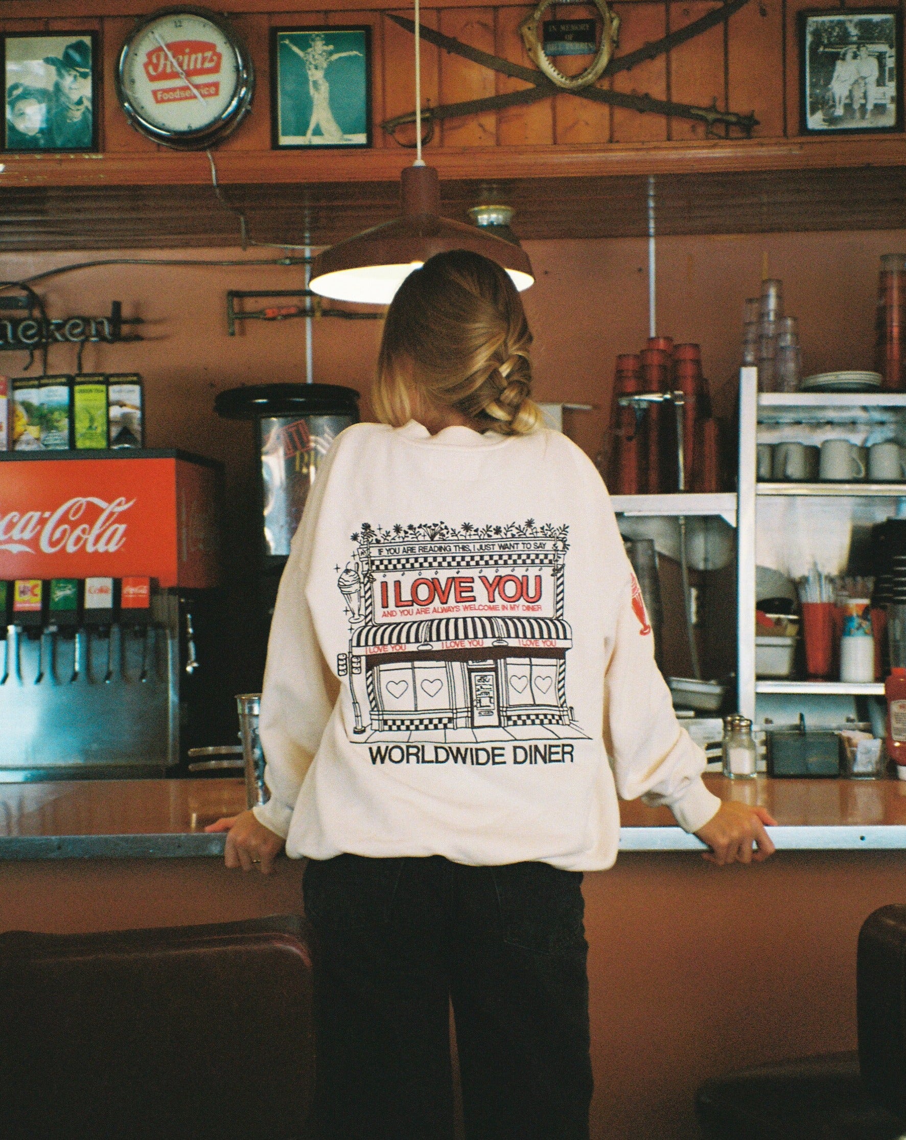 "Diner" Crew Neck in Cream - Small