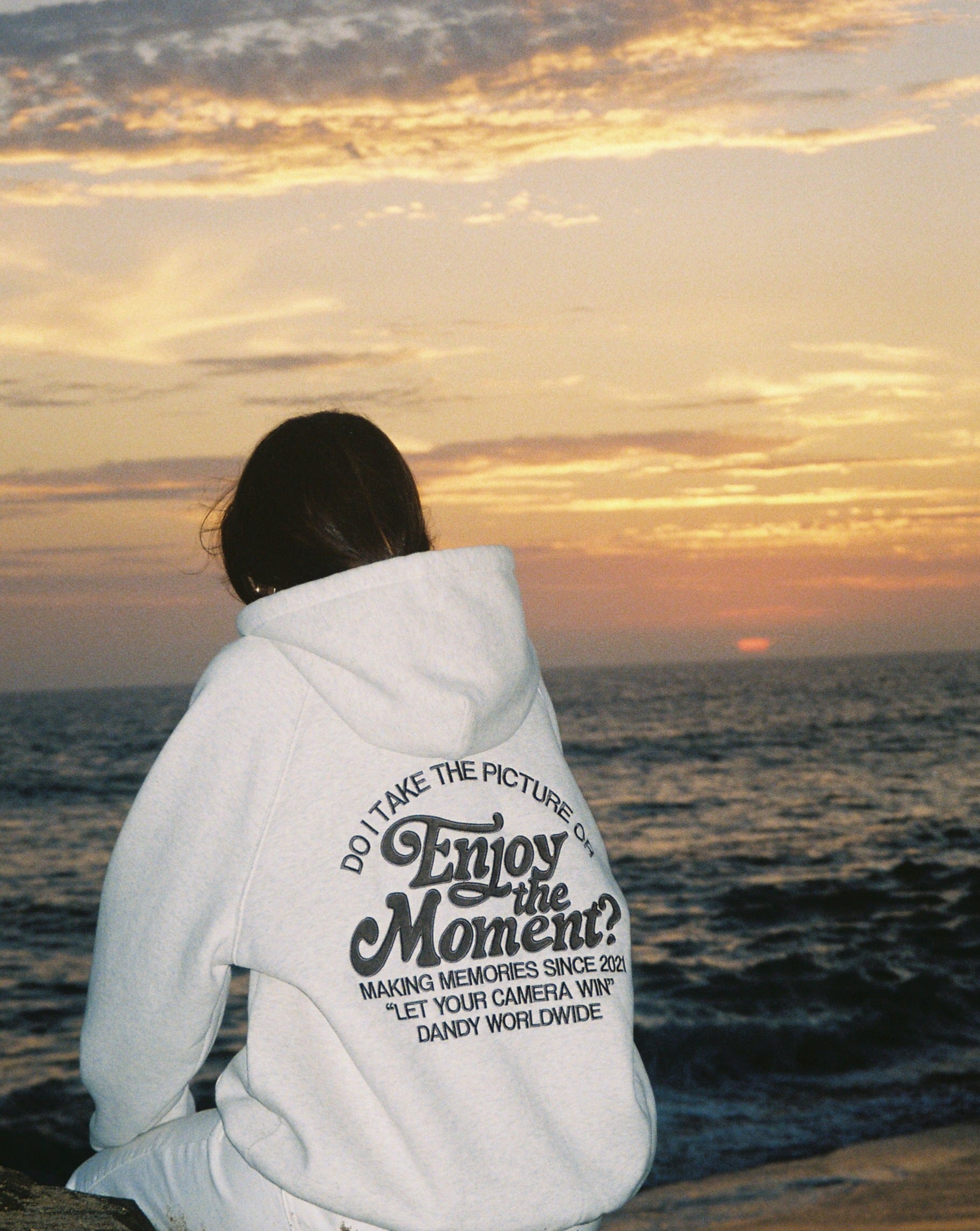 "Enjoy the Moment" Oversized Lux Hoodie in Heather Gray