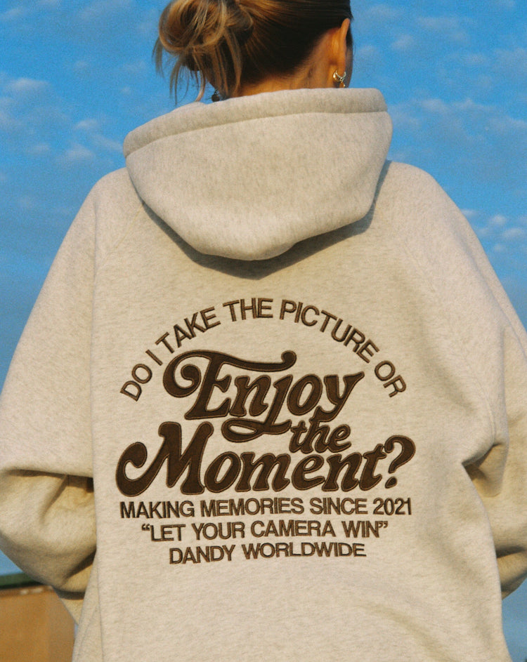 "Enjoy the Moment" Oversized Lux Hoodie in Heather Grey – Dandy Worldwide