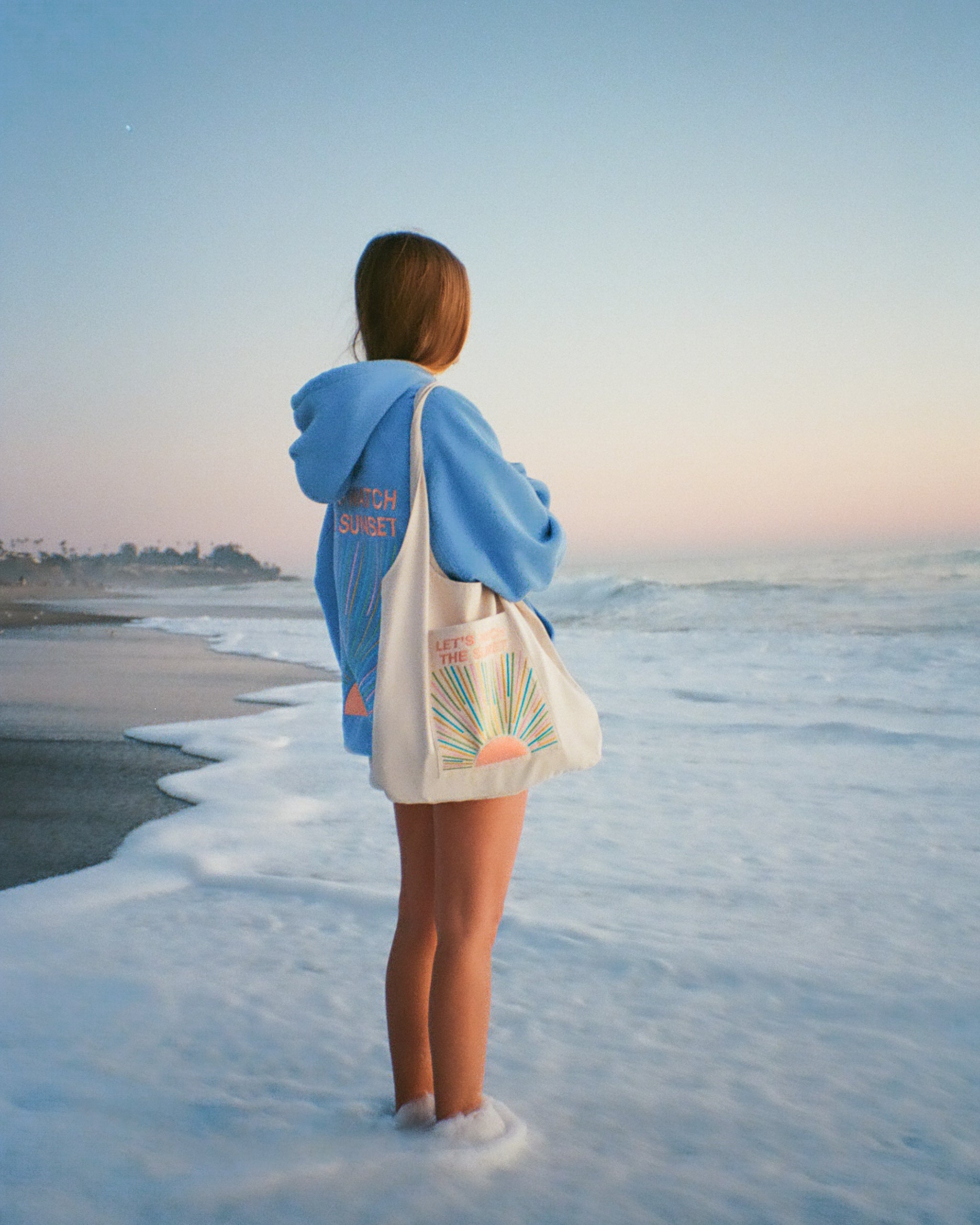 "Let's Watch the Sunset" Embroidered Tote Bag