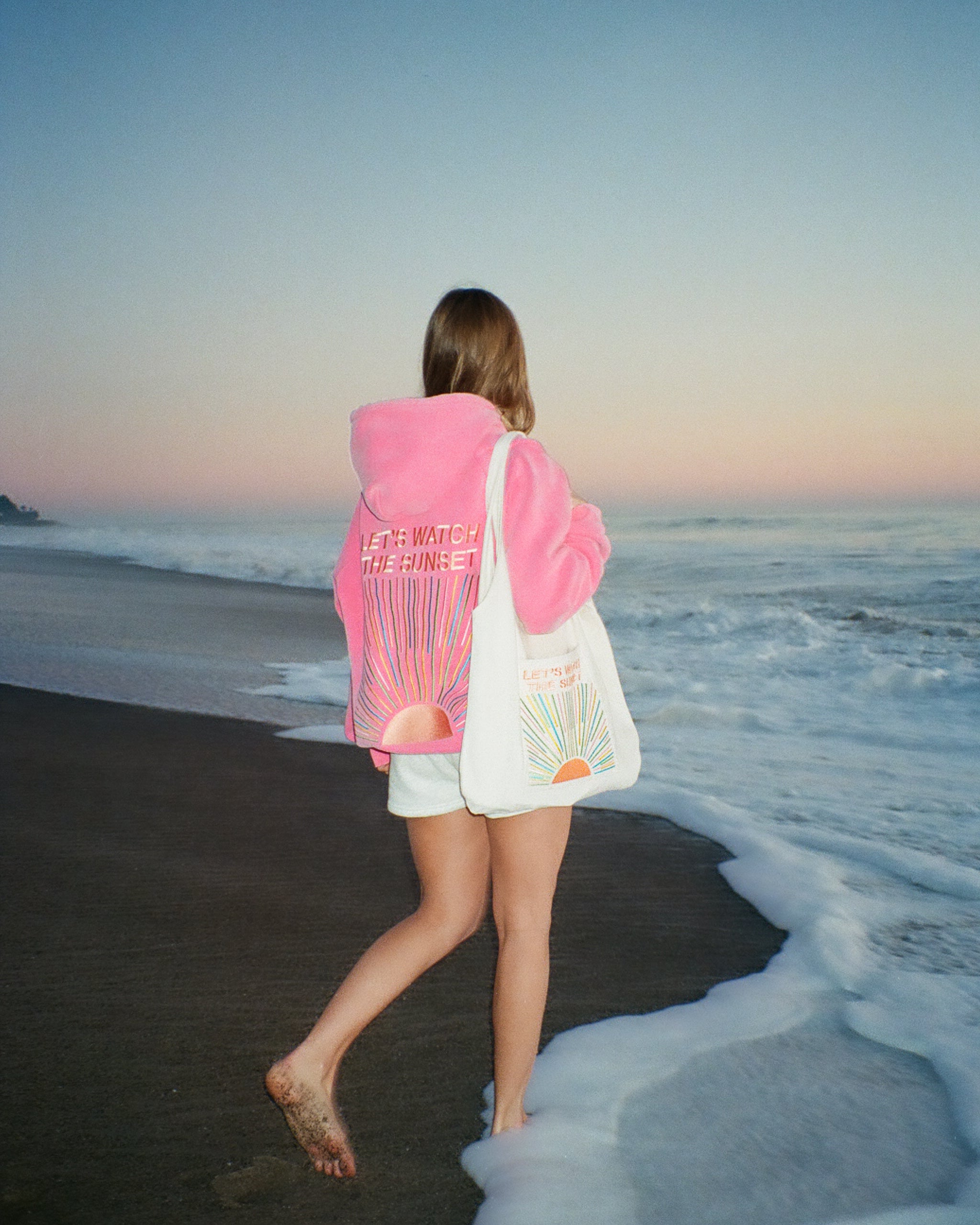 "Let's Watch the Sunset" Embroidered Tote Bag