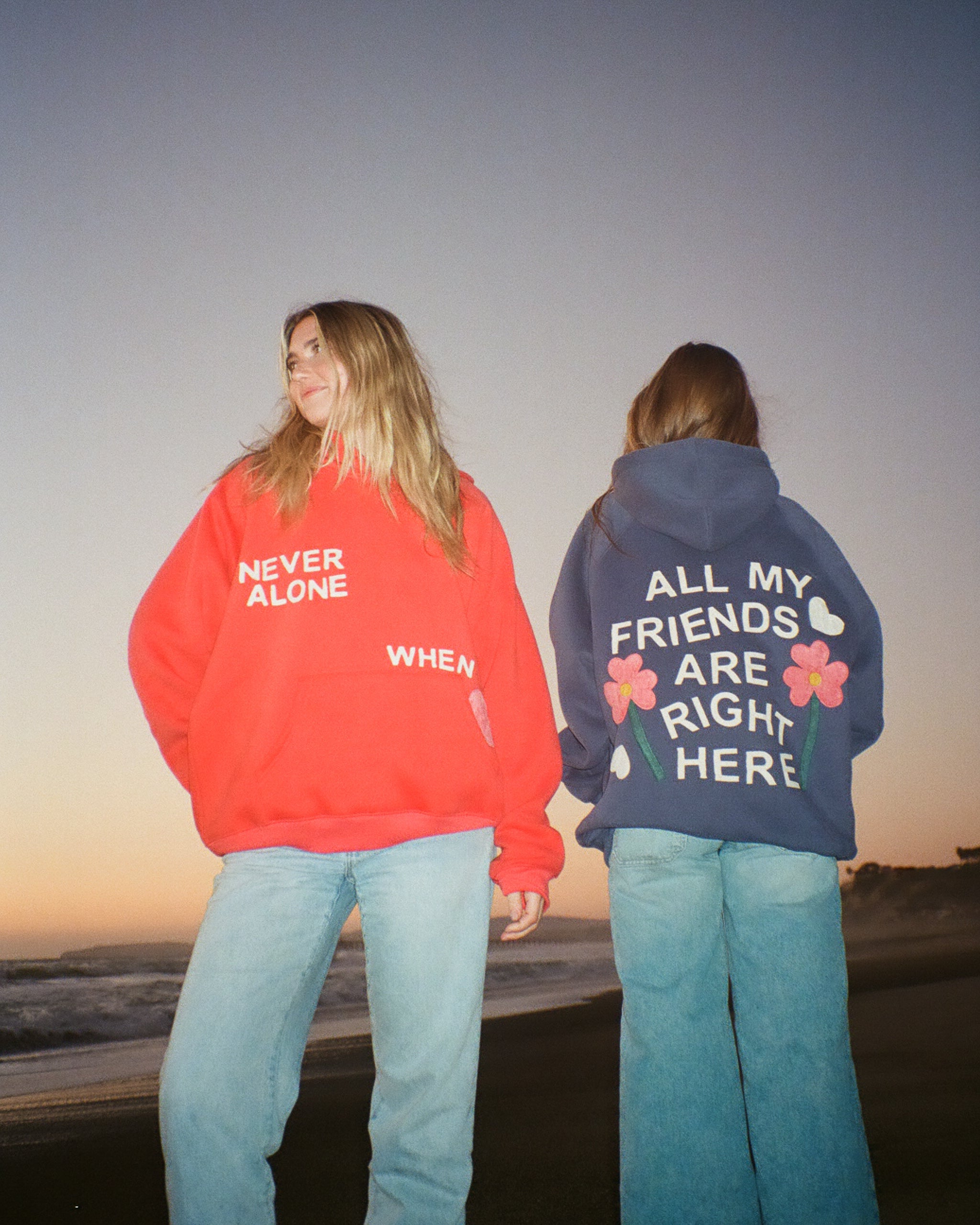 "All my Friends" Oversized Lux Hoodie in Red