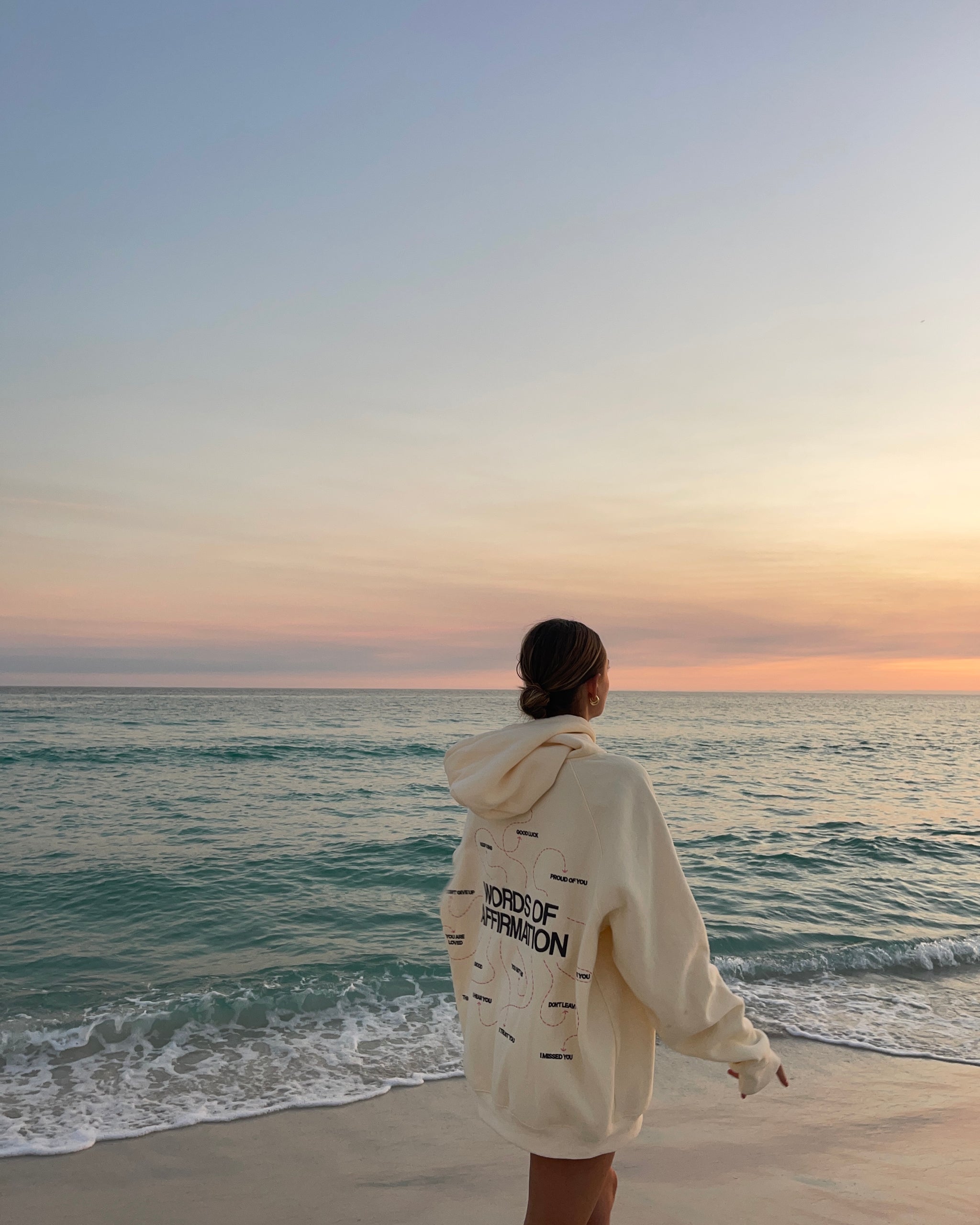 "Words of Affirmation" Oversized Lux Hoodie in Cream – Dandy Worldwide