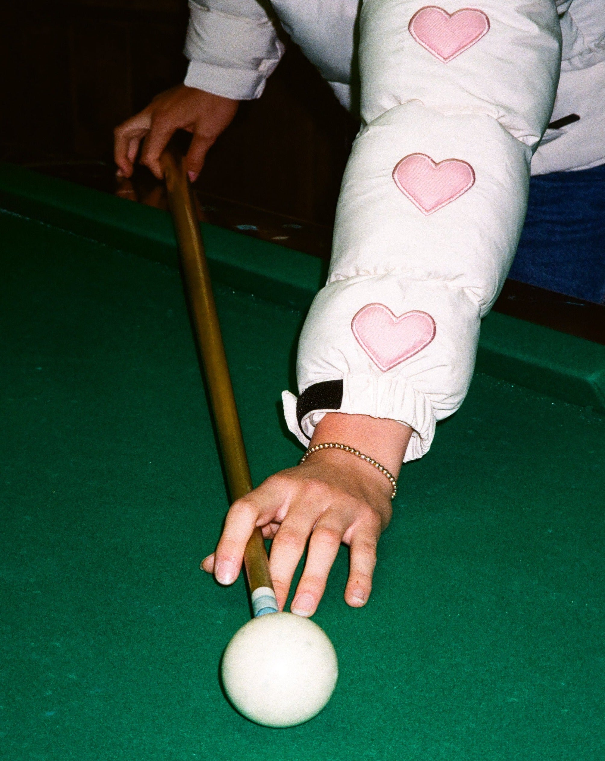 "Heart on My Sleeve" Puffer Jacket in Cream