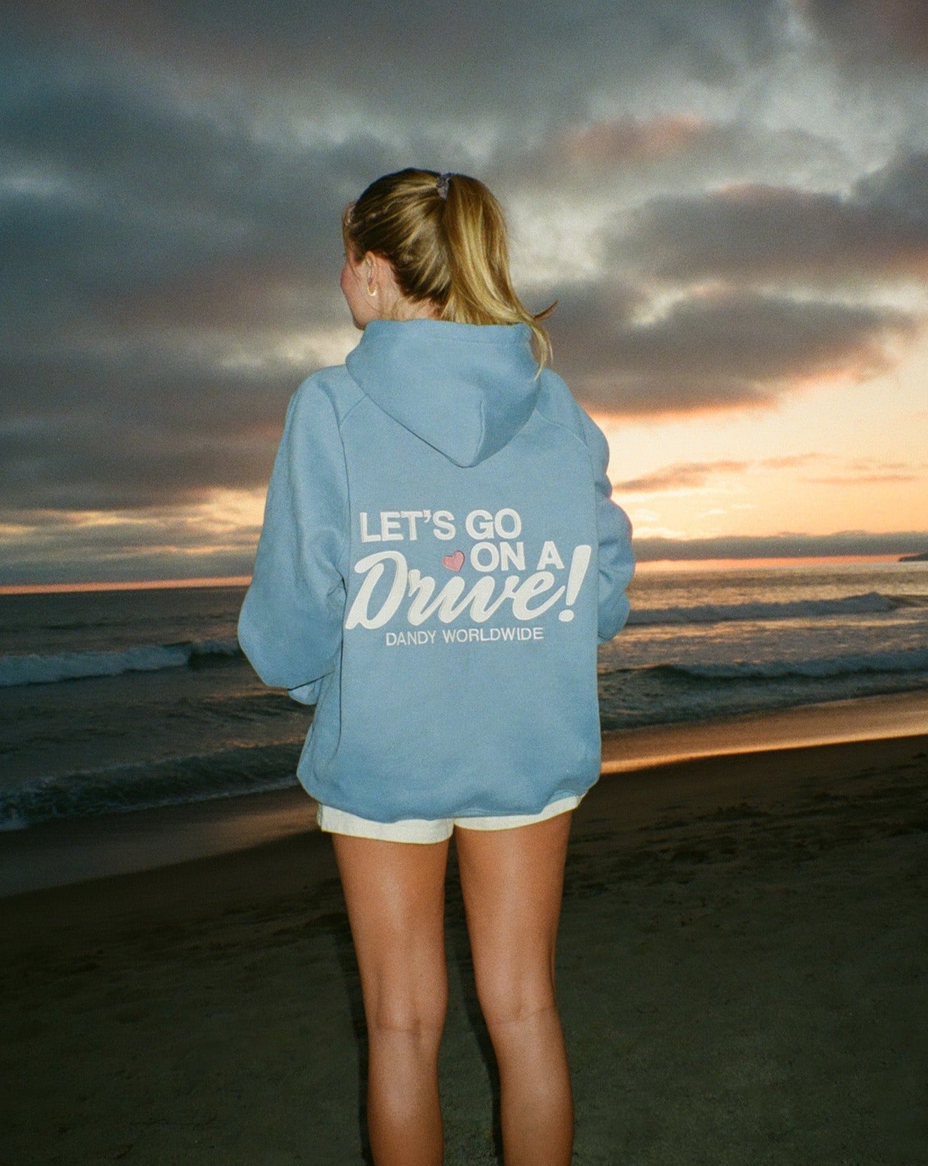 "Let's Go on a Drive" Oversized Lux Hoodie in Blue