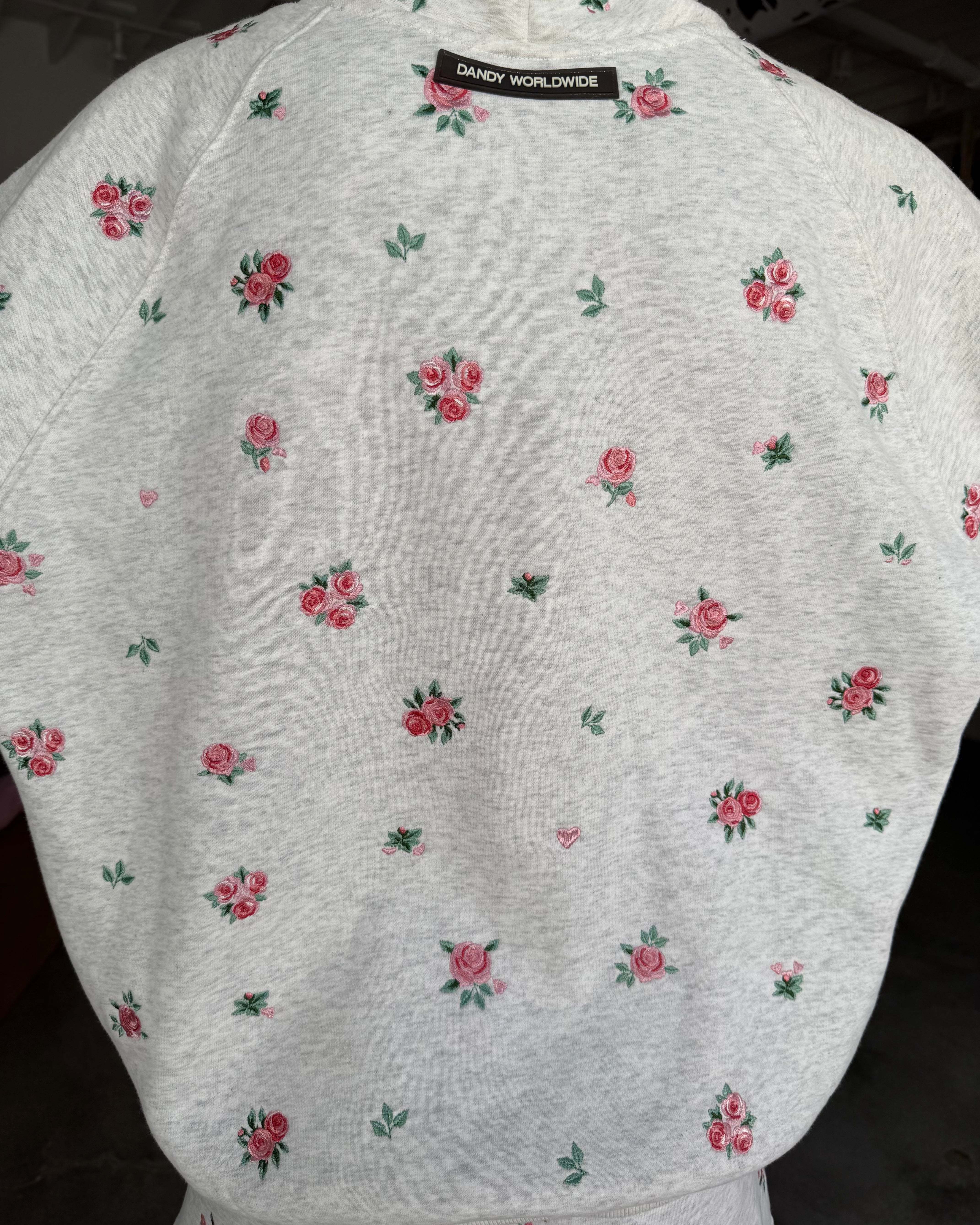 "Roses" Oversized Lux Hoodie in Heather Gray