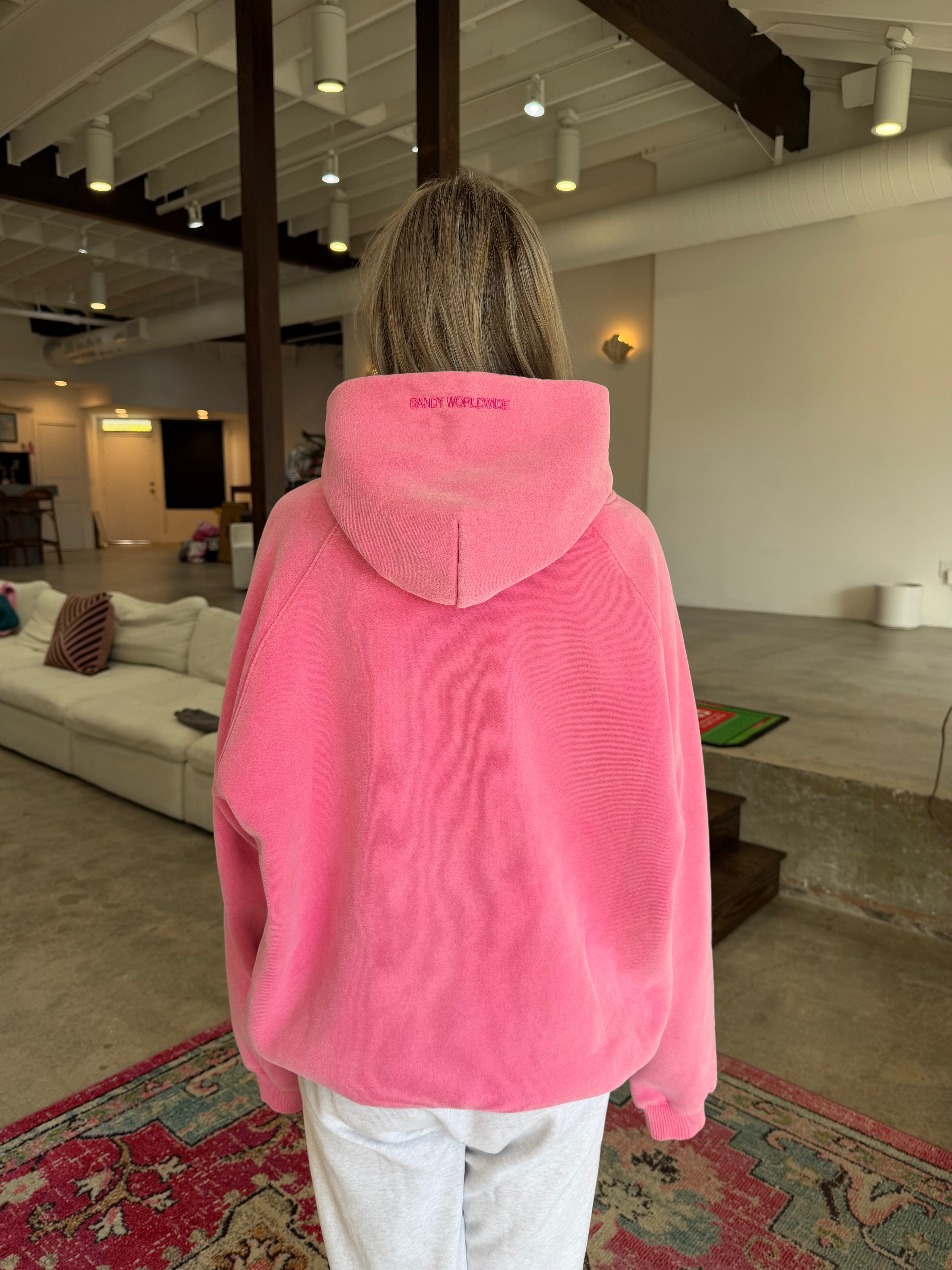 "Basics" Oversized Lux Hoodie in Vintage Washed Pink