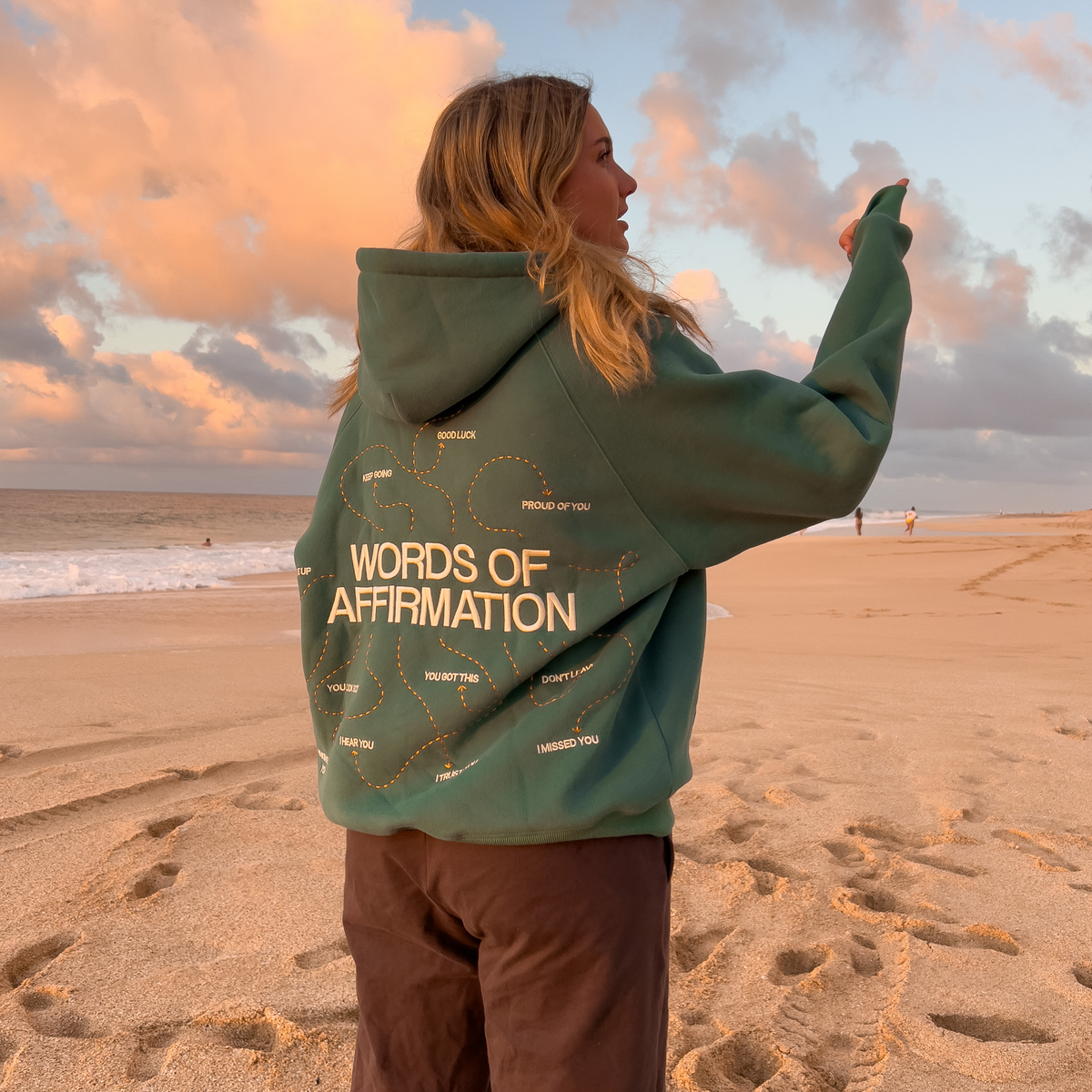 Words of Affirmation Oversized Lux Hoodie in Green