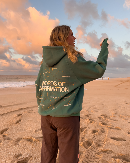 "Words of Affirmation" Oversized Lux Hoodie in Green