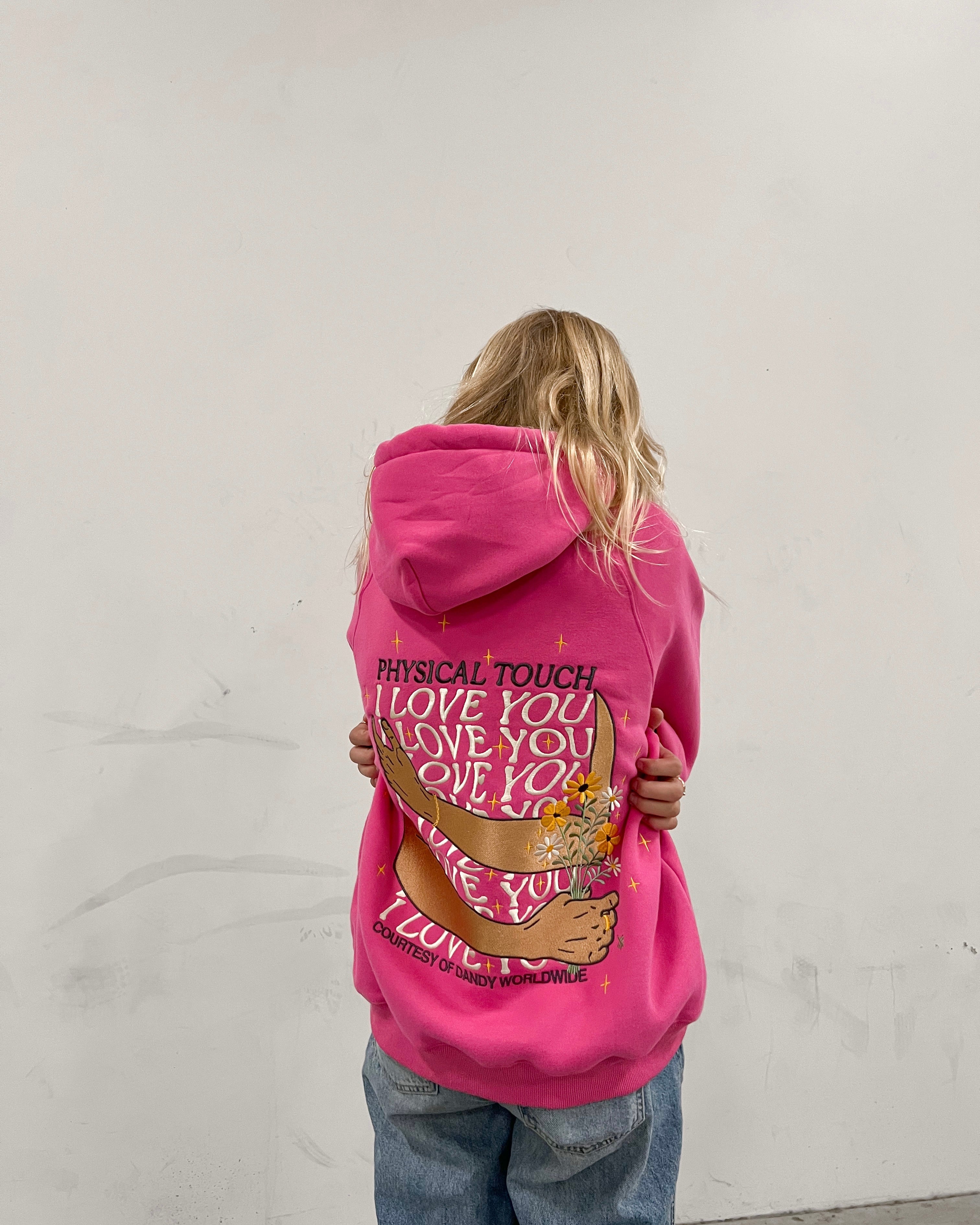 "Physical Touch" Oversized Lux Hoodie in Hot Pink