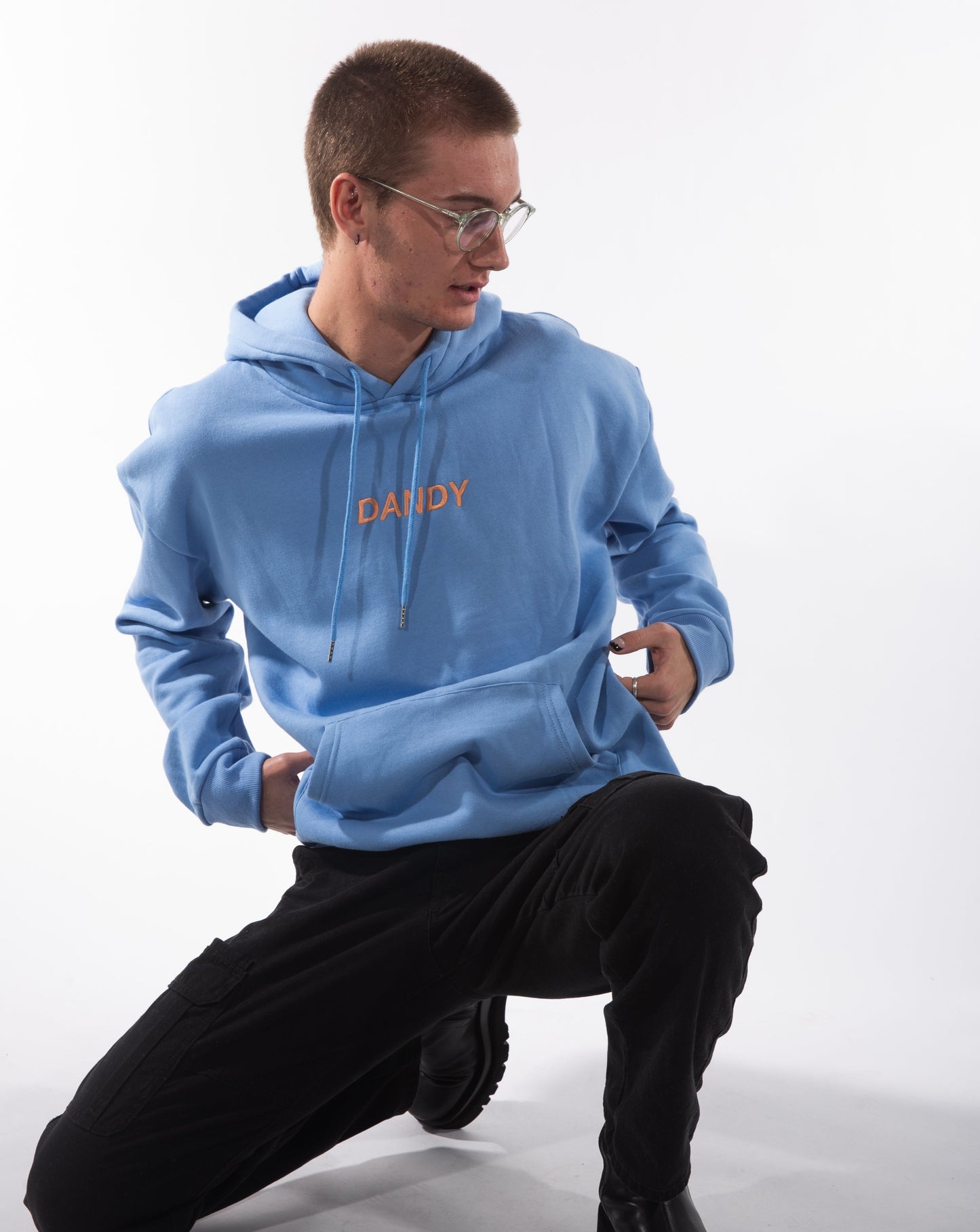 "Let's Watch the Sunset" Embroidered Hoodie in Blue