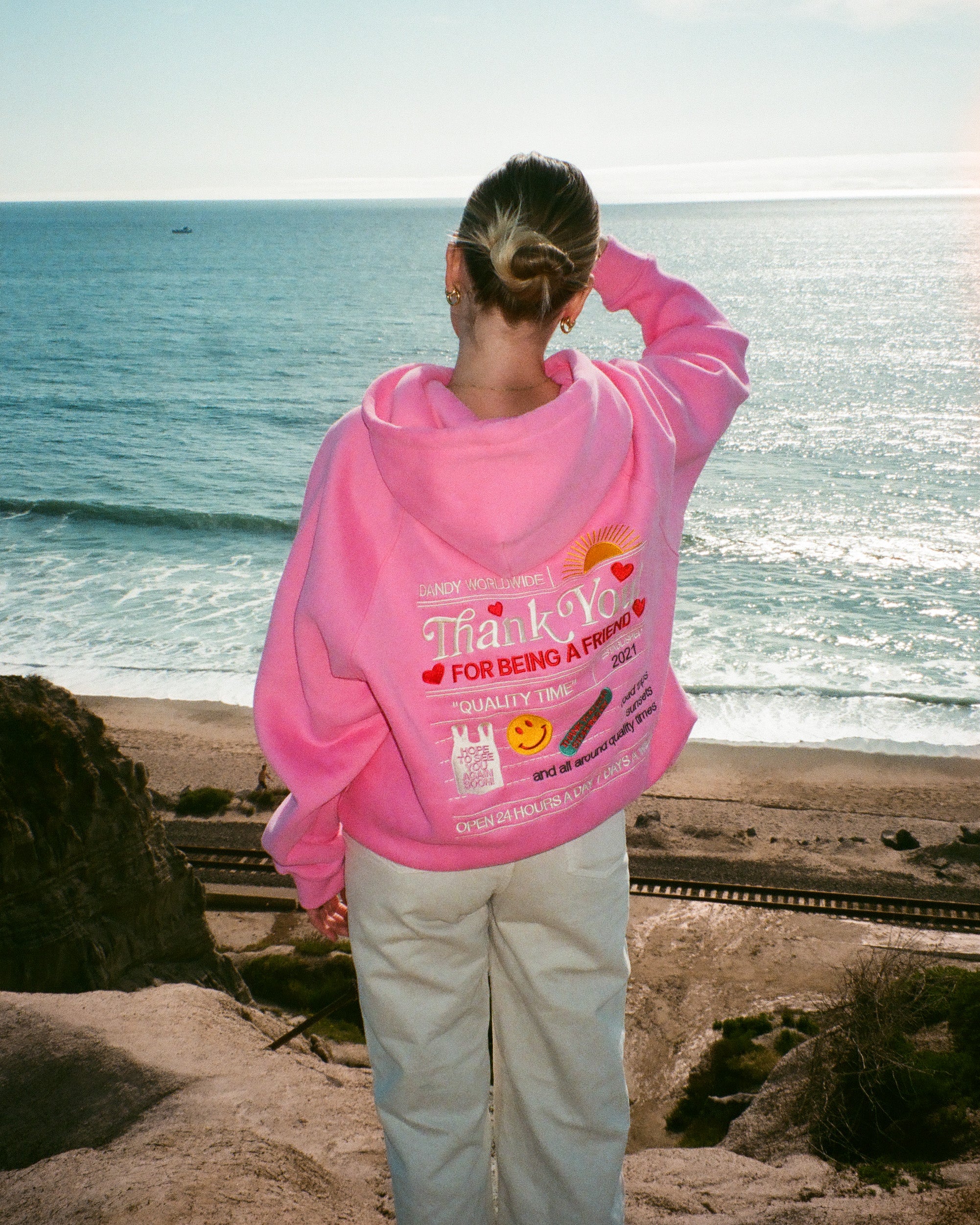 Quality Time Oversized Lux Hoodie in Pink