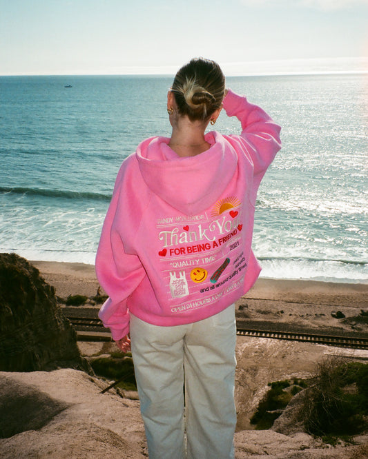 "Quality Time" Oversized Lux Hoodie in Pink