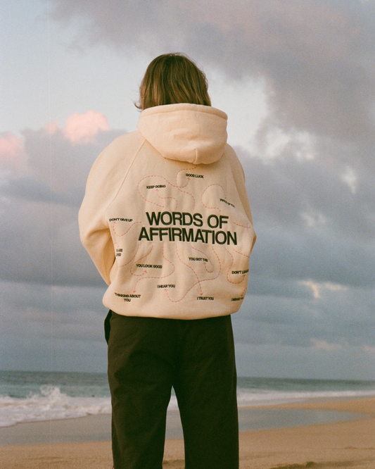 "Words of Affirmation" Oversized Lux Hoodie in Cream